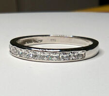 White CZ Princess Cut Eternity Band .925 Sterling Silver Ring Sizes 4-12 NEW
