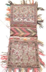 Doppeltasche Teppich Nomaden Belutsch Transport Tasche Sattel bag Grau Lila Rosa