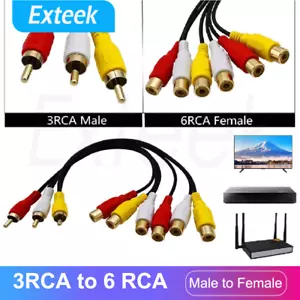 3RCA Male Jack to 6 RCA Female Plug Splitter Audio Video AV TV DVD Adapter Cable - Picture 1 of 12