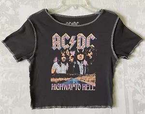 AC/DC Highway To Hell Cropped Shirt Junior M Chest 34 Length 18 - Picture 1 of 7
