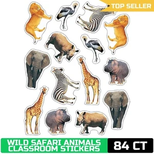 Carson Dellosa Wild Animals Stickers Pack for Classroom - 84-Piece Safari Reward - Picture 1 of 4