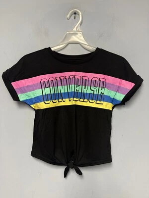 Converse Girl's T-Shirt Tee Short Sleeve Black Crop Size Medium - Image 1 of 2