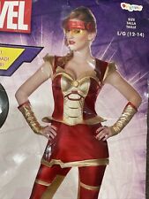 Marvel RESCUE Womens HALLOWEEN COSTUME Size Large 12-14 PADDED BUST Red Gold