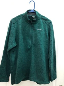 Eddie Bauer Outdoor Strickpullover grün 1/4 Reißverschlusstasche Logo Herren Gr. L - Bild 1 von 5