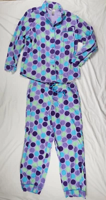 Conjunto de ropa de dormir de lana Adonna para mujer grande púrpura a lunares acogedor colorido Foto 1 de 4