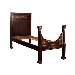 Letto Singolo Impero Antico Noce Lamierino Italia XIX Secolo Originale - Foto 1 di 9