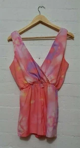 AVAHNA Designer Label BNWT Womens Pink Tie Dye Wide Leg Jumpsuit Playsuit Size 8 - Picture 1 of 7