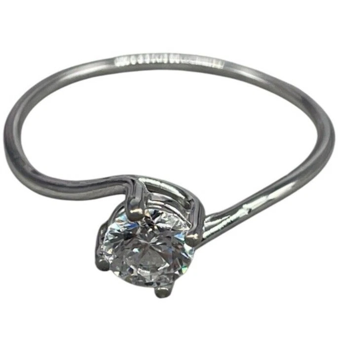 SOLITARIO DI ORO BIANCO 18KT CARATI NUOVO ANELLO FEMMINILE PUNTO LUCE BRILLANTE. - Immagine 1 di 4