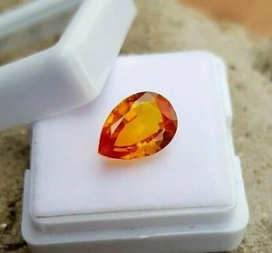 Natural 7.85 Ct Genuine EGL Certified Orange Sapphire Pear  Cut Loose Gemstone - Picture 1 of 5