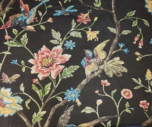 6 Yds Remnant Thibaut Aviary in Chocolate Vintage 54" Wide 100% Linen - Picture 1 of 2