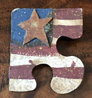 Handcrafted Primitive Country Usa Americ Americana Flag Pin Brooch Puzzle Piece