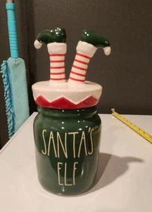 Rae Dunn Christmas Baby Green Canister w/Topper “SANTA’S ELF” New - Picture 1 of 6