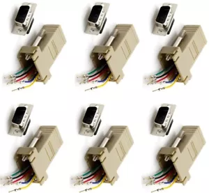 6 Pack DB9 Male to RJ12/RJ11 Female Modular 6P6C Adapter Converter Telephone - Picture 1 of 3