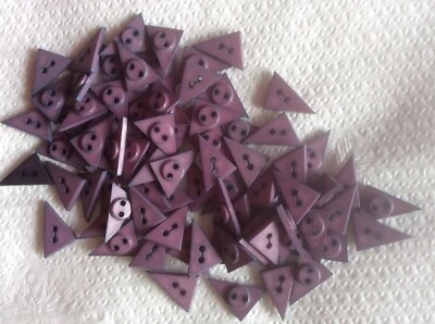 Bulk Lot PURPLE Plastic Trianglular 2 Holed Buttons- Craft FREE POST - image 1 of 2