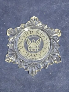 United States Navy Christmas Crystal Snowflake Ornament - Picture 1 of 8