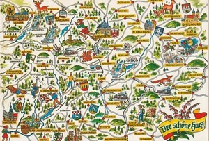 AK Postkarte "Der schöne Harz" (Landkartenmotiv) - Bild 1 von 2