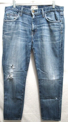 Current Elliott The Fling Loved Boyfriend Jeans Size 31 Blue Distressed - Image 1 of 4