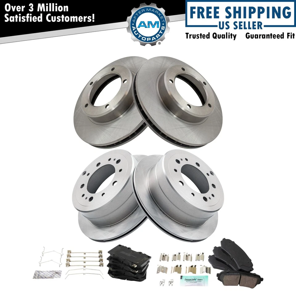 Kit de pastillas de freno delanteras y traseras y rotor de cerámica para 98-07 Land Cruiser LX470 Foto 1 de 4