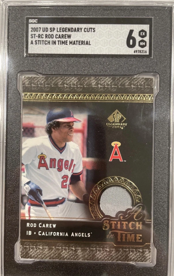 Rod Carew 2007 SP Legendary Cuts A Stitch in Time #ST-RC HOF California Angels Foto 1 de 2