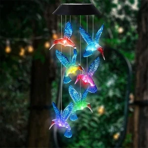 Hanging Porch Wind Chime Hanging Lamp Solar Lights Garden Decoration - Picture 1 of 9