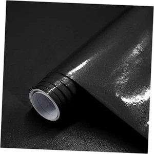 Black Contact Paper Glossy Waterproof Self Adhesive Wallpaper for Kitchen - Picture 1 of 7