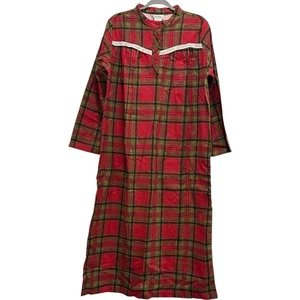 Cozee Corner Nachthemd 100% Baumwolle lang Flanell rot grün kariert Landhaus Gr. M - Bild 1 von 7