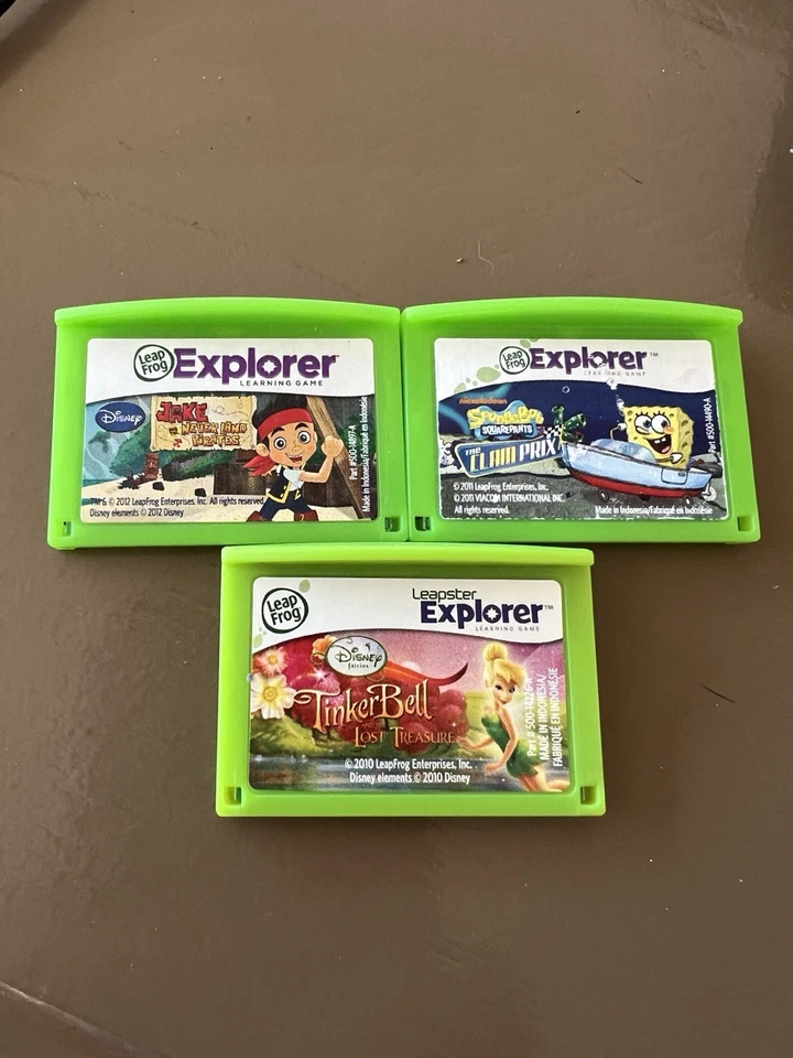 Lot of 3 LeapFrog Explorer Games - SpongeBob Jake Tinkerbell - Image 1 of 1