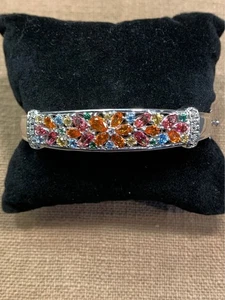 Impresionante brazalete de plata de ley con piedras preciosas de espinela multicolor - Imagen 1 de 9