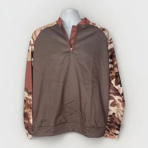 Maglione uomo 1/4 zip marrone mimetico medio - Foto 1 di 10