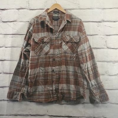 Camisa Pendleton Burnside Para Hombre Grande Marrón Gris Franela a Cuadros Botón Delantero Foto 1 de 4