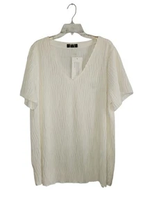 NWT BloomChic Cream Short Sleeve V~Neck Textured Blouse Size 18/20 - Picture 1 of 4
