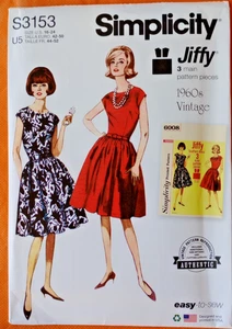 Abito vintage anni 60 ristampa Jiffy Bouffant modello semplicità 3153 taglie forti 16-24 - Foto 1 di 7