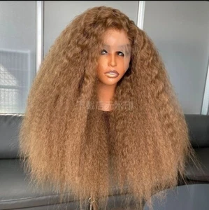 13x4 Lace Front Wig Deep Wave Ash Brown Curly Wigs 300% Density Pre Plucked 24" - Picture 1 of 12