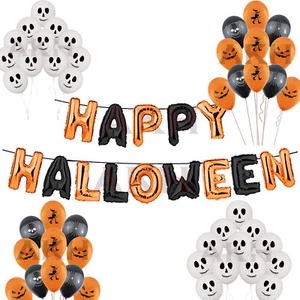 Palloncino Happy Halloween decorazione palloncino Boo spaventoso Halloween festa divertente decorazione Regno Unito - Foto 1 di 11