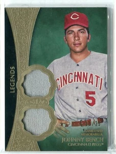 Camiseta Topps Tier 1 One 2019 Johnny Bench Legends doble reliquia 11/25 rojos de la corte - Imagen 1 de 1