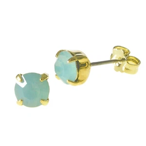 Ohr Stecker vergoldet mit Swarovski Kristallen Farbe Pazifik Opal - Picture 1 of 1