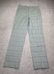 Vintage Haggar Slacks 70s 60s Plaid Pants Mens 30 x 30 Mod Disco Hipster Green - Picture 1 of 10
