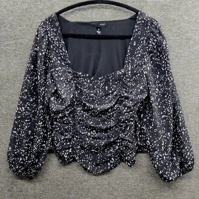 Aqua блузка женщин маленький черный слоновой кости укороченный длинным рукавом квадратный вырез Топ новый с Ярлыками - Изображение 1 из 4