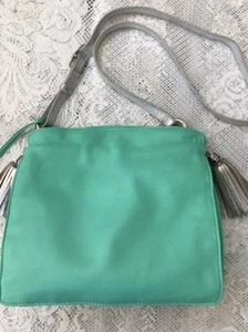 AUTHENTIC BRIGHTON MINT GREEN LEATHER BUCKET DRAWSTRING SHOULDER BAG - Picture 1 of 11