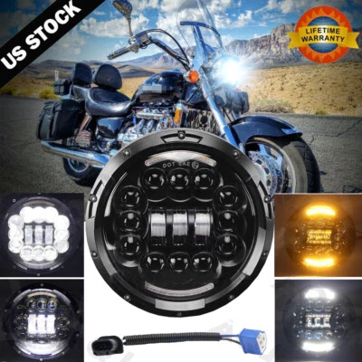 For Honda Valkyrie 1500 1999-2004 7" Motorcycle LED Headlight Projector DRL Foto 1 de 4