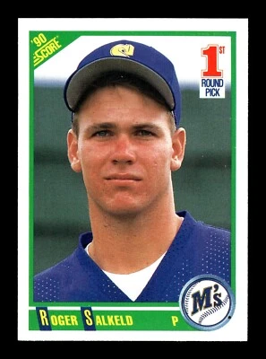 ROGER SALKELD ⚾ 1990 Score Baseball 1st Round Draft Pick #674 Seattle Mariners - Image 1 of 2