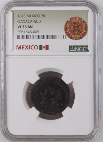 1813 Mexican War Of Independence Oxaca 2 Reales NGC VF 35 Cover
