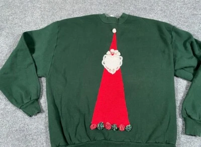 Sudadera De Colección Navidad Papá Noel Para Mujer XL Verde Bordada Fiesta de Vacaciones Foto 1 de 4