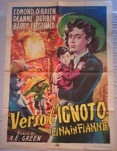 Manifesto CINA IN FIAMME VERSO L'IGNOTO INTROVABILE DEANNE DURBIN CARRETTI 2F - Picture 1 of 1