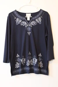 Alfred Dunner Women's Blue 60% Cotton / 40% Polyester Blue Top Size M - Picture 1 of 6