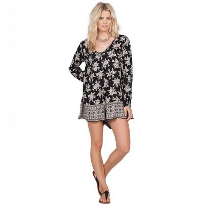 NEW NWT VOLCOM 'On the Brink' Floral Print Long Sleeve Womens Romper - XS - Image 1 of 4
