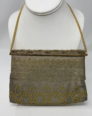 BOLSO DE MANO GRANDE ANTIGUO METAL MICRO CUENTAS CUENTAS CORTE ACERO PARÍS FRANCIA  Foto 1 de 4