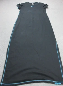 Nike Dress Womens Medium Black Blue Swoosh Logo Preppy Short Sleeve Shirt Dress - Picture 1 of 14