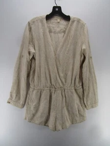 Cloth & Stone Romper Women Medium Beige Linen Pullover Wrap Snake Skin Roll Tab - Picture 1 of 14