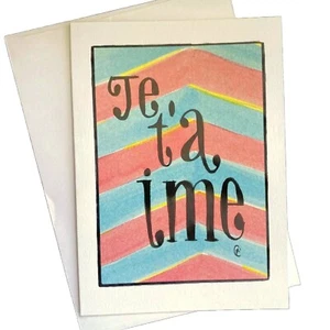 Blank Greeting Card I Love You Card Je T'a Ime Fine Art Card, Handmade Card - Picture 1 of 11
